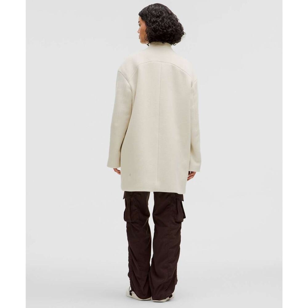 Lululemon Relaxed-Fit Zip-Front Wool Coat Bone Size M NWT - Picture 10 of 16